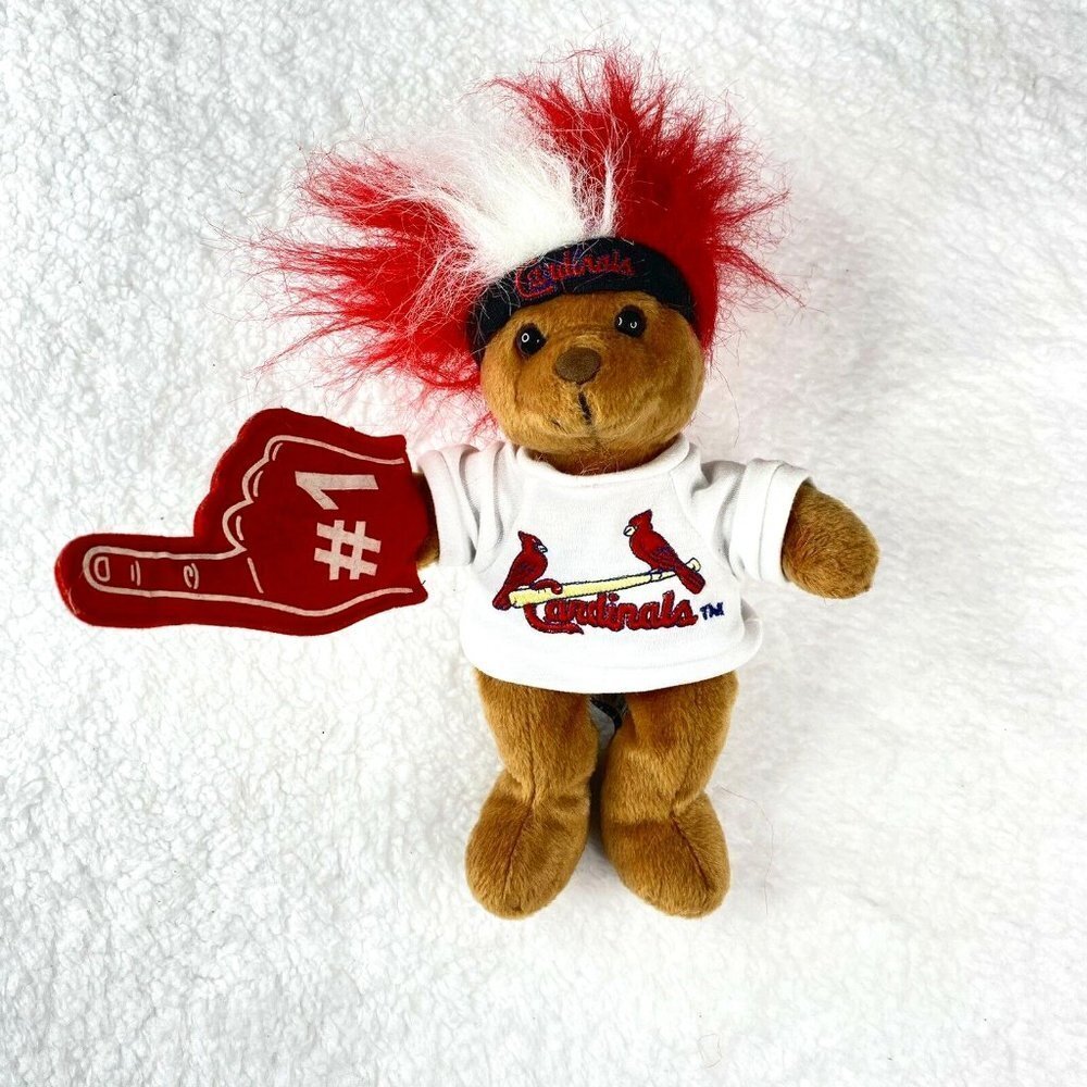 VTG‎ 90s MLB St. Louis Cardinals Fuzz Head Bear Plush R.W.L. Baseball Fan Toy